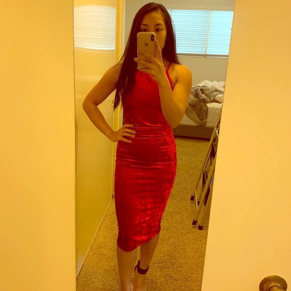 Velvety red racerback dress
